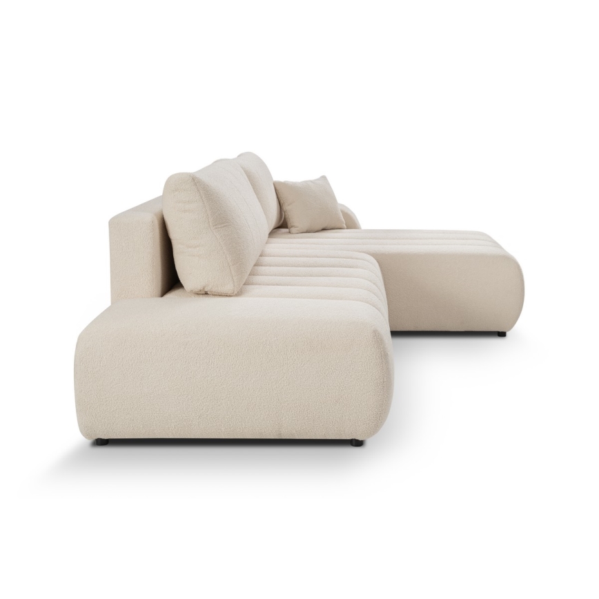 Sofá esquinero plegable en forma de L con espacio de almacenamiento DESIO izquierda beige