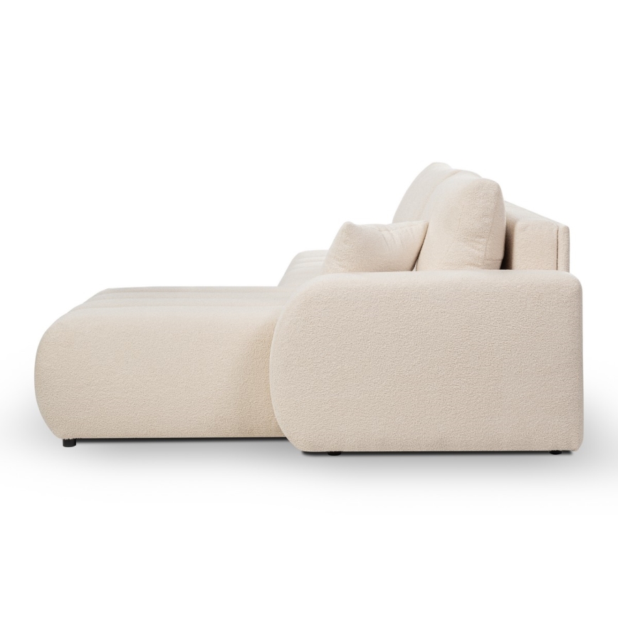 Sofá esquinero plegable en forma de L con espacio de almacenamiento DESIO izquierda beige