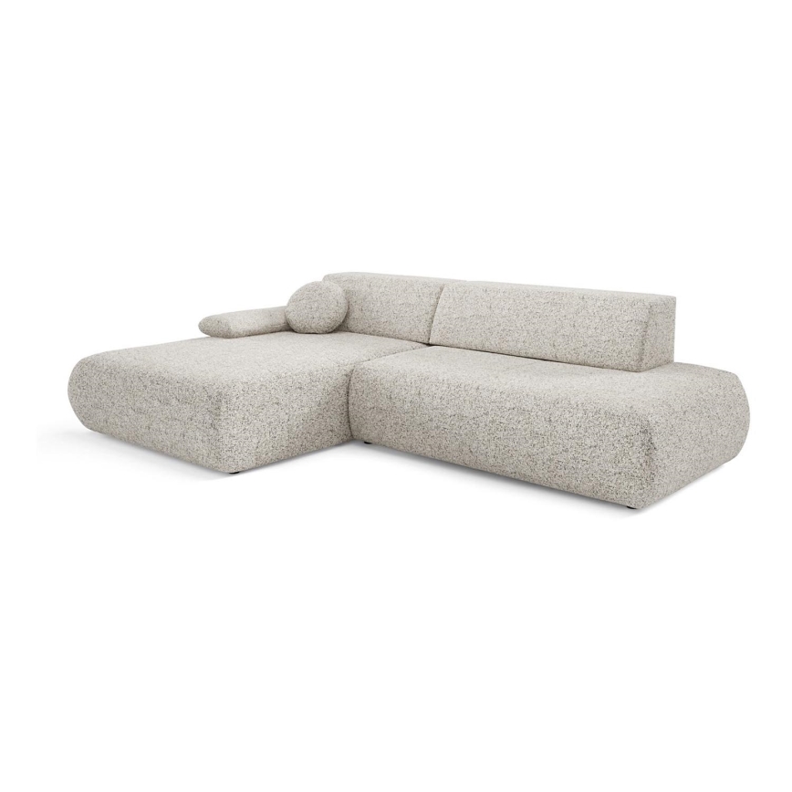 Sofá esquinero plegable en forma de L con espacio de almacenamiento PRATO izquierda beige