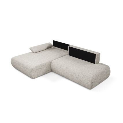 Sofá esquinero plegable en forma de L con espacio de almacenamiento PRATO izquierda beige