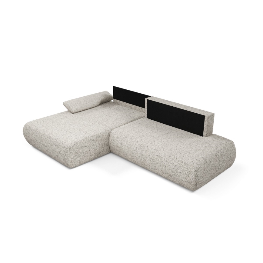 Sofá esquinero plegable en forma de L con espacio de almacenamiento PRATO izquierda beige