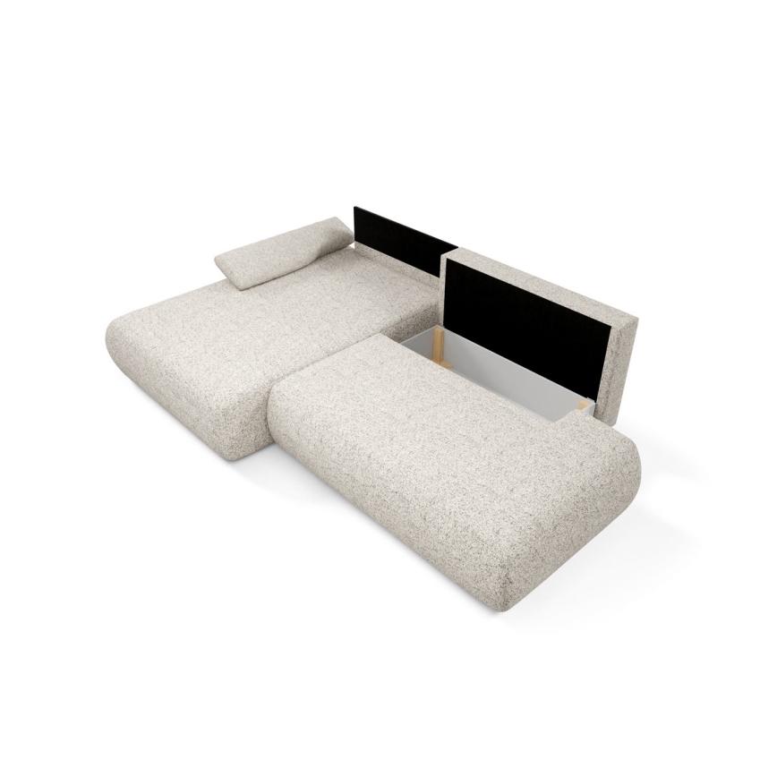 Sofá esquinero plegable en forma de L con espacio de almacenamiento PRATO izquierda beige