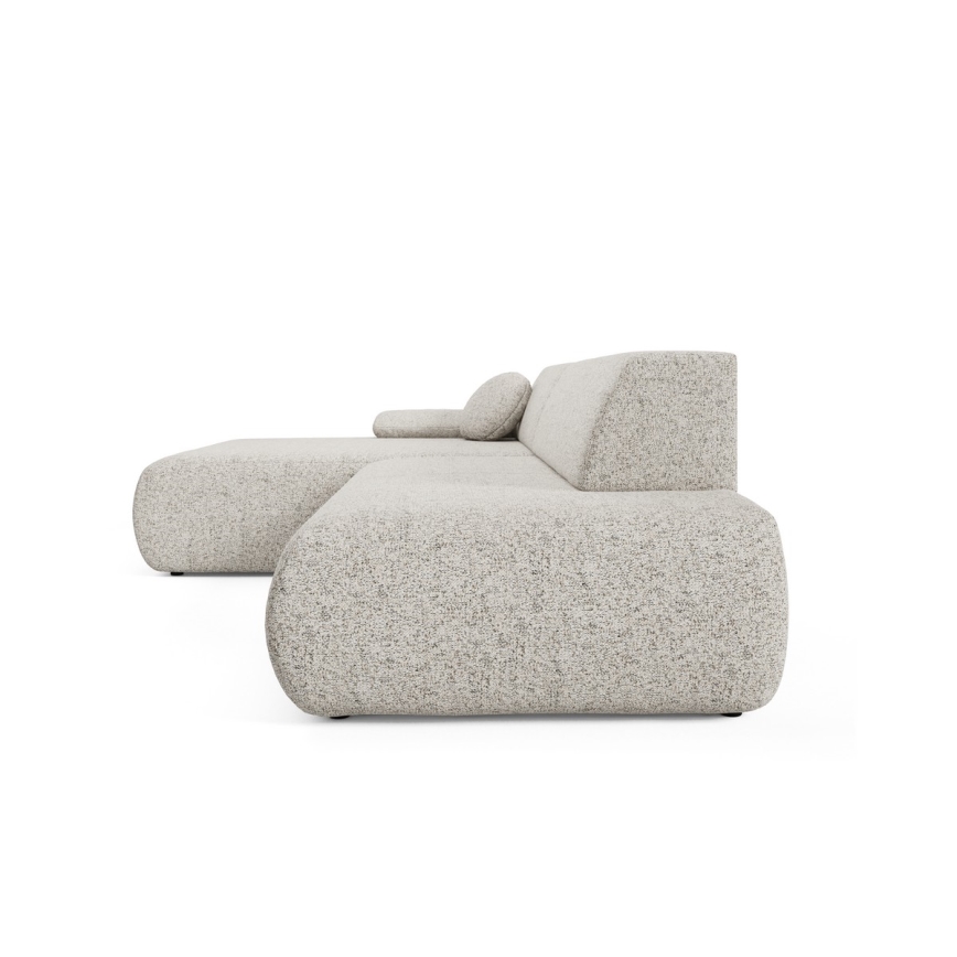 Sofá esquinero plegable en forma de L con espacio de almacenamiento PRATO izquierda beige