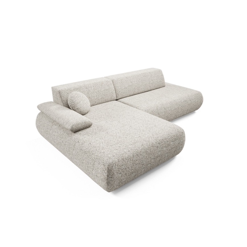 Sofá esquinero plegable en forma de L con espacio de almacenamiento PRATO izquierda beige