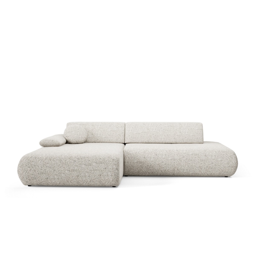 Sofá esquinero plegable en forma de L con espacio de almacenamiento PRATO izquierda beige