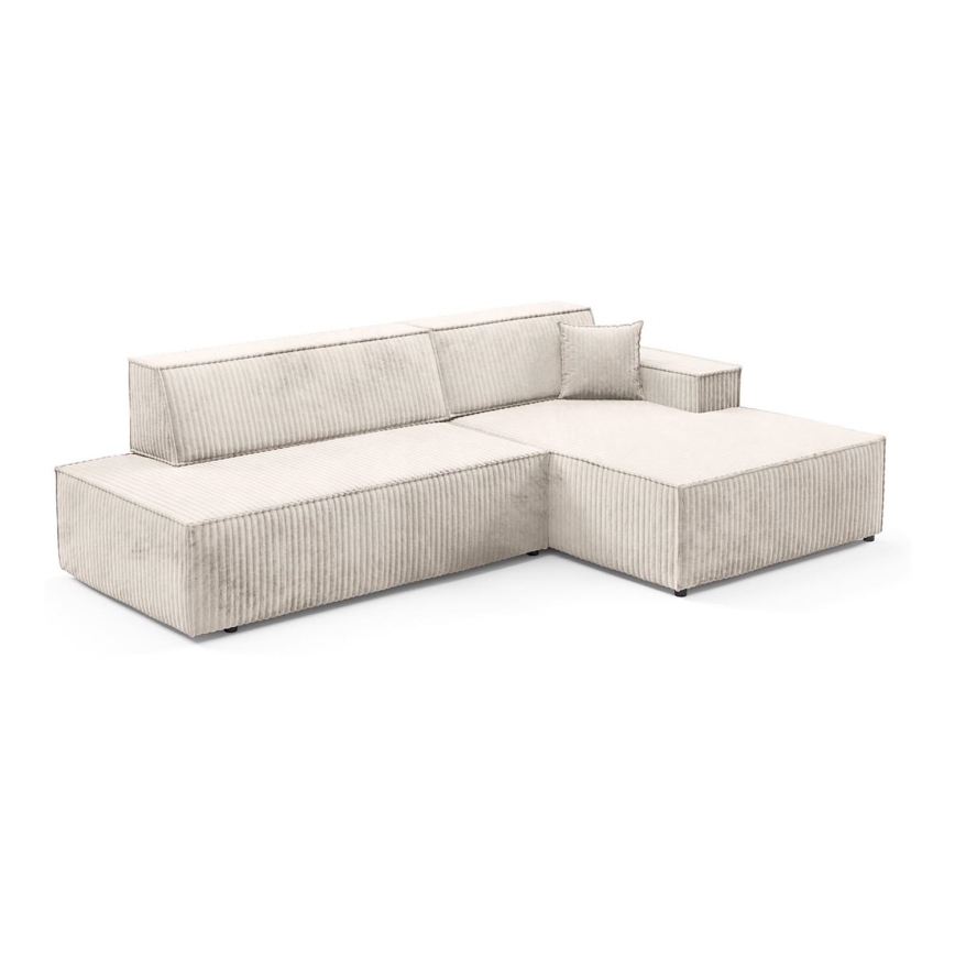 Sofá esquinero plegable en forma de L con espacio de almacenamiento TERAMO derecho beige