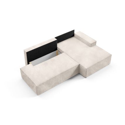 Sofá esquinero plegable en forma de L con espacio de almacenamiento TERAMO derecho beige