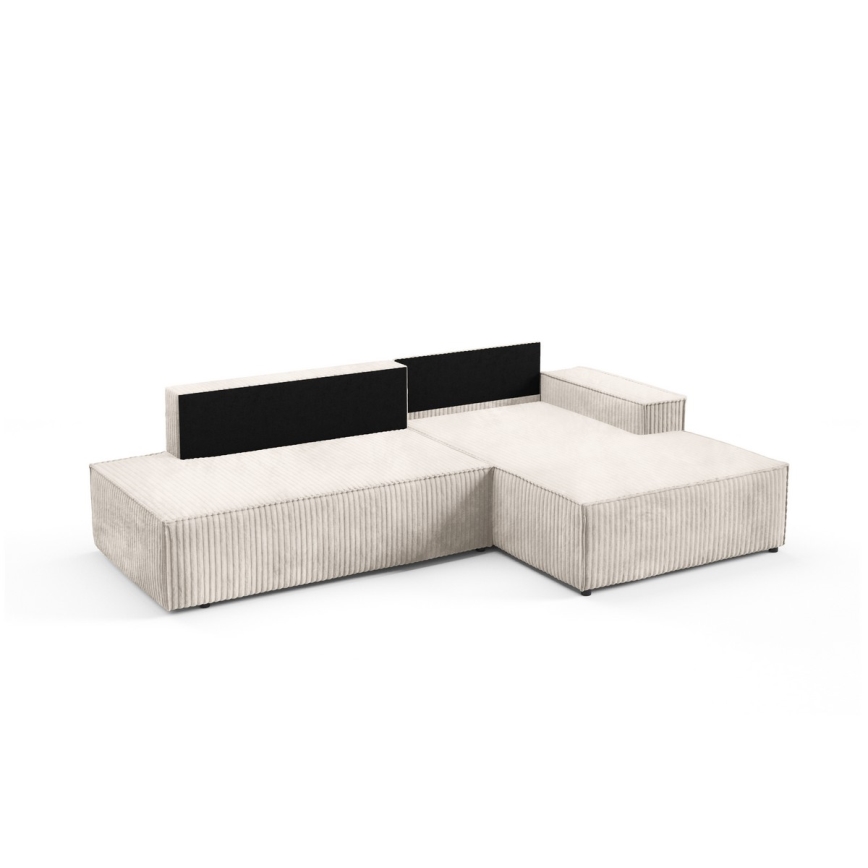 Sofá esquinero plegable en forma de L con espacio de almacenamiento TERAMO derecho beige