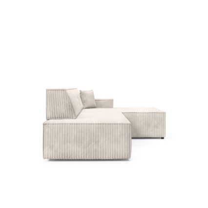 Sofá esquinero plegable en forma de L con espacio de almacenamiento TERAMO derecho beige