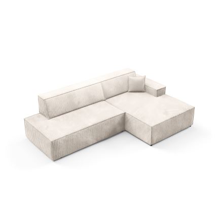 Sofá esquinero plegable en forma de L con espacio de almacenamiento TERAMO derecho beige