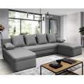 Sofá esquinero reversible en U convertible en cama con arcón ALMEIDA gris