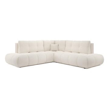 Sofá esquinero tapizado abatible en L ALMADA con almacenamiento, lado izquierdo, color beige