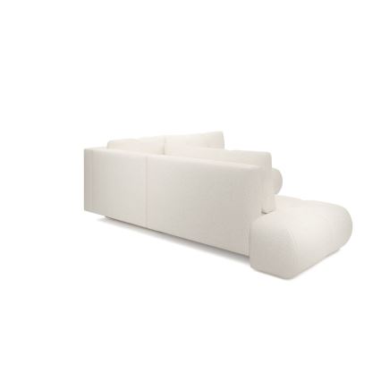 Sofá esquinero tapizado abatible en L ALMADA con almacenamiento, lado derecho, color beige