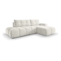 Sofá esquinero tapizado ALMADA en L, convertible en cama, con arcón de almacenamiento, orientación derecha, beige