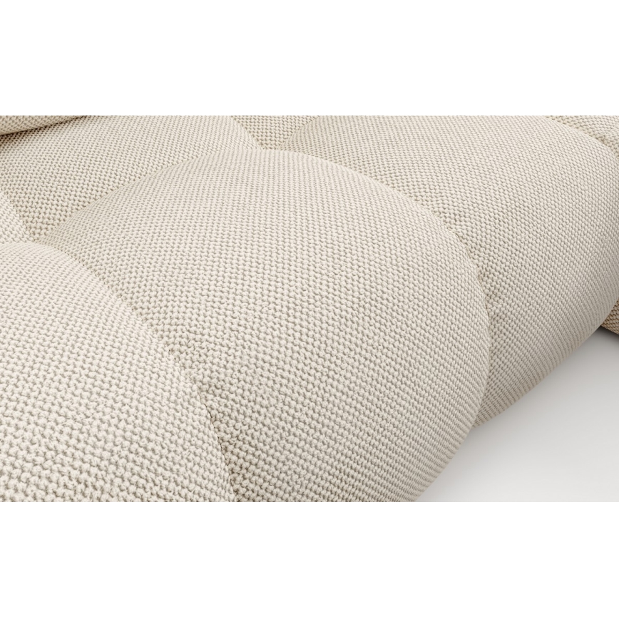 Sofá rinconero tapizado convertible en cama ALMADA en L, con arcón de almacenamiento, orientación derecha, beige claro