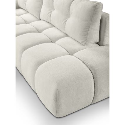 Sofá esquinero tapizado abatible en L ALMADA con almacenamiento, lado izquierdo, color beige