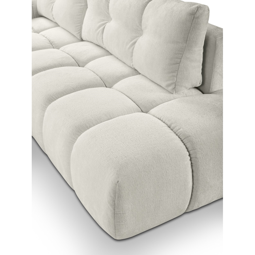 Sofá esquinero tapizado abatible en L ALMADA con almacenamiento, lado izquierdo, color beige