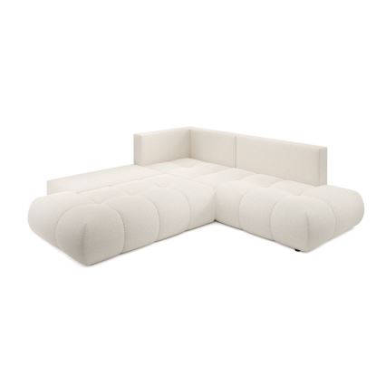 Sofá esquinero tapizado abatible en L ALMADA con almacenamiento, lado izquierdo, color beige