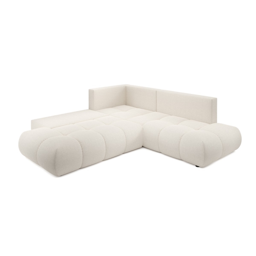 Sofá esquinero tapizado abatible en L ALMADA con almacenamiento, lado izquierdo, color beige
