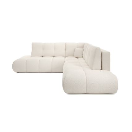 Sofá esquinero tapizado abatible en L ALMADA con almacenamiento, lado izquierdo, color beige
