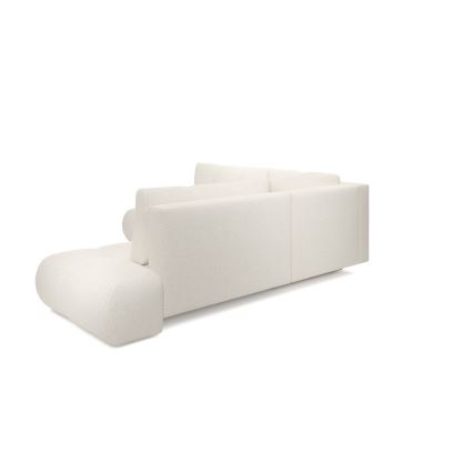 Sofá esquinero tapizado abatible en L ALMADA con almacenamiento, lado izquierdo, color beige