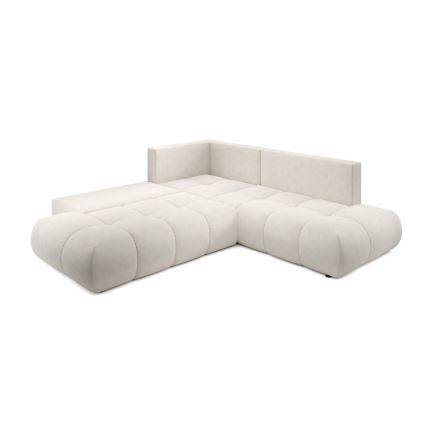 Sofá esquinero tapizado abatible en L ALMADA con almacenamiento, lado izquierdo, color beige