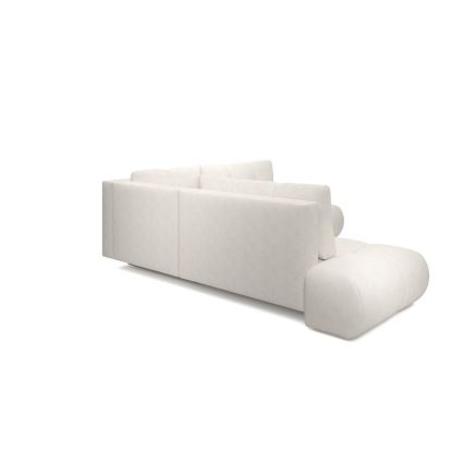 Sofá esquinero tapizado abatible en L ALMADA con almacenamiento, lado izquierdo, color beige