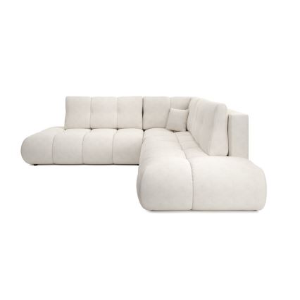 Sofá esquinero tapizado abatible en L ALMADA con almacenamiento, lado izquierdo, color beige