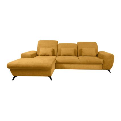 Sofá cama esquinero tapizado ALTA en L con arcón de almacenamiento, configuración izquierda, color amarillo