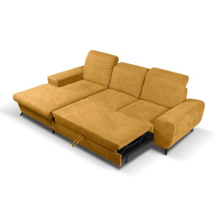 Sofá cama esquinero tapizado ALTA en L con arcón de almacenamiento, configuración izquierda, color amarillo