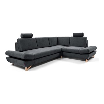 Sofá esquinero tapizado convertible AVESTA en L con almacenaje integrado, orientación derecha, color antracita