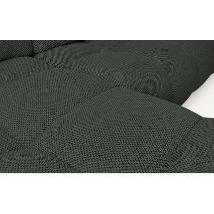 Sofá cama esquinero tapizado en L ALMADA, izquierdo, antracita, con arcón de almacenamiento