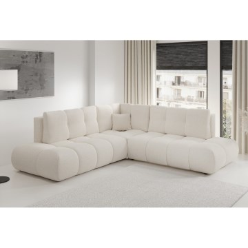 Sofá esquinero tapizado convertible en cama con arcón en L ALMADA izquierdo beige