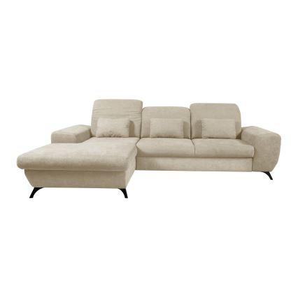 Sofá esquinero tapizado convertible con espacio de almacenamiento en L ALTA, versión izquierda, beige