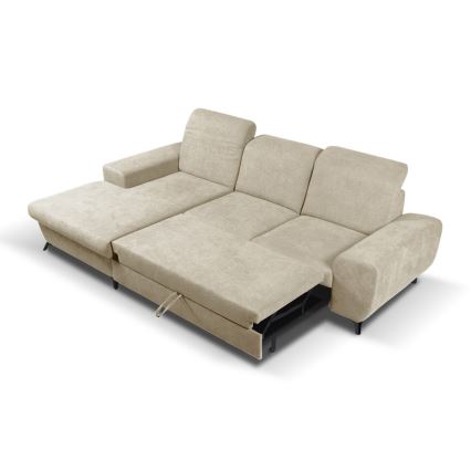 Sofá esquinero tapizado convertible con espacio de almacenamiento en L ALTA, versión izquierda, beige