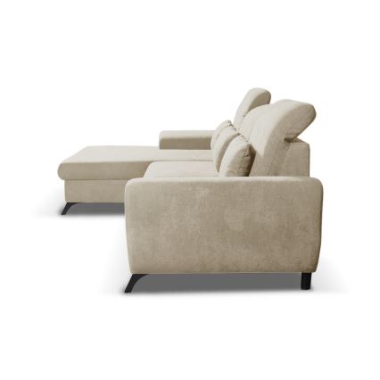 Sofá esquinero tapizado convertible con espacio de almacenamiento en L ALTA, versión izquierda, beige