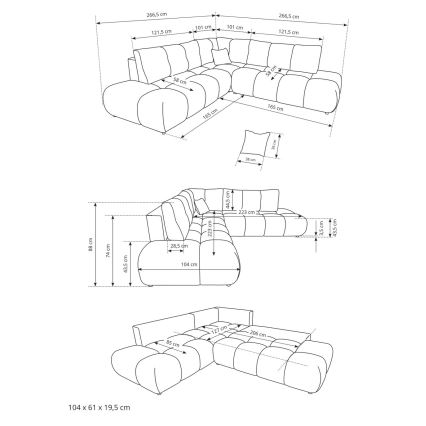 Sofá esquinero tapizado ALMADA en L, convertible en cama con arcón, orientación derecha, beige