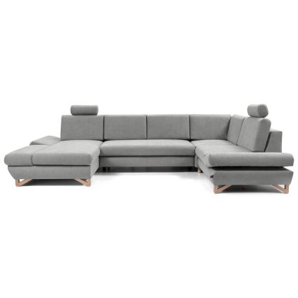 Sofá esquinero tapizado convertible en U con arcón de almacenamiento AVESTA, gris