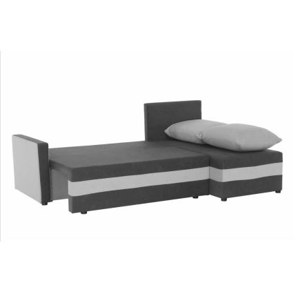 Sofá esquinero tapizado, convertible y reversible en L BRISTOL gris/negro