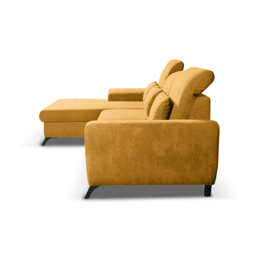 Sofá esquinero cama tapizado ALTA en L, con arcón, orientación izquierda, color amarillo