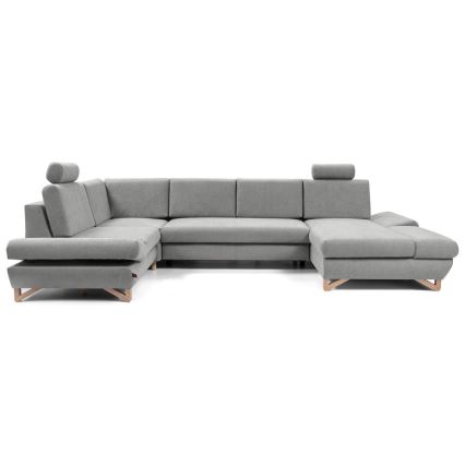 Sofá esquinero tapizado en U AVESTA, convertible y con amplio espacio de almacenamiento, gris