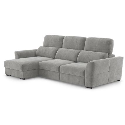 Sofá esquinero universal extensible de tres plazas con espacio de almacenamiento TRENTO gris claro