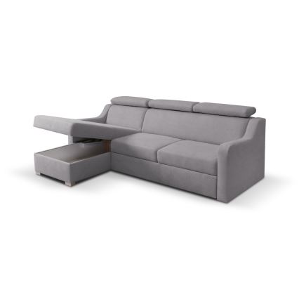 Sofá esquinero universal extensible con espacio de almacenamiento PORTO gris