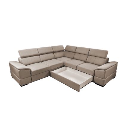 Sofá esquinero universal extensible con espacio de almacenamiento GRANADA beige
