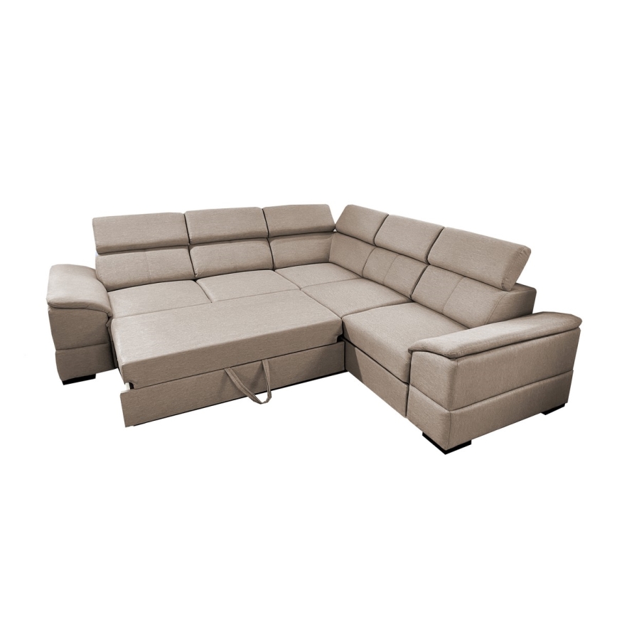 Sofá esquinero universal extensible con espacio de almacenamiento GRANADA beige