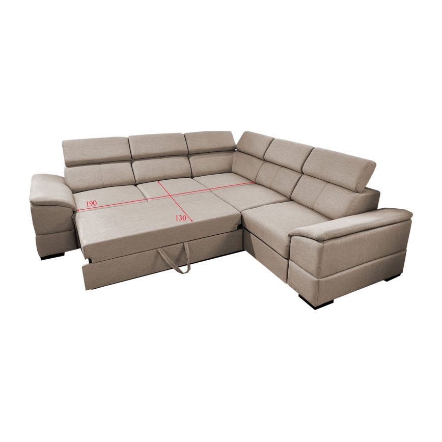 Sofá esquinero universal extensible con espacio de almacenamiento GRANADA beige