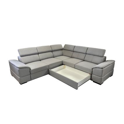 Sofá esquinero universal extensible con espacio de almacenamiento GRANADA gris