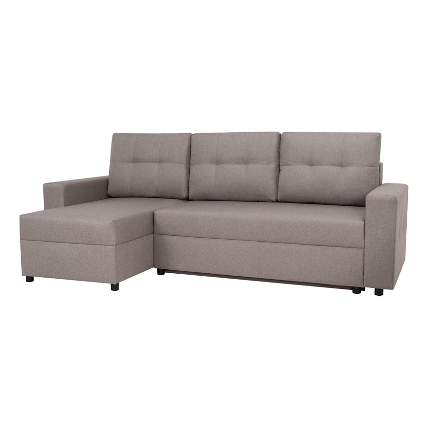 Sofá esquinero universal con función de cama y espacio de almacenamiento SEVILLA gris