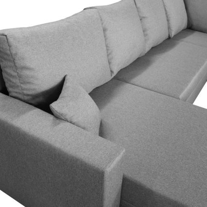 Sofá esquinero universal convertible en U con espacio de almacenamiento SEYA gris