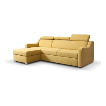 Sofá esquinero universal extensible con espacio de almacenamiento PORTO amarillo